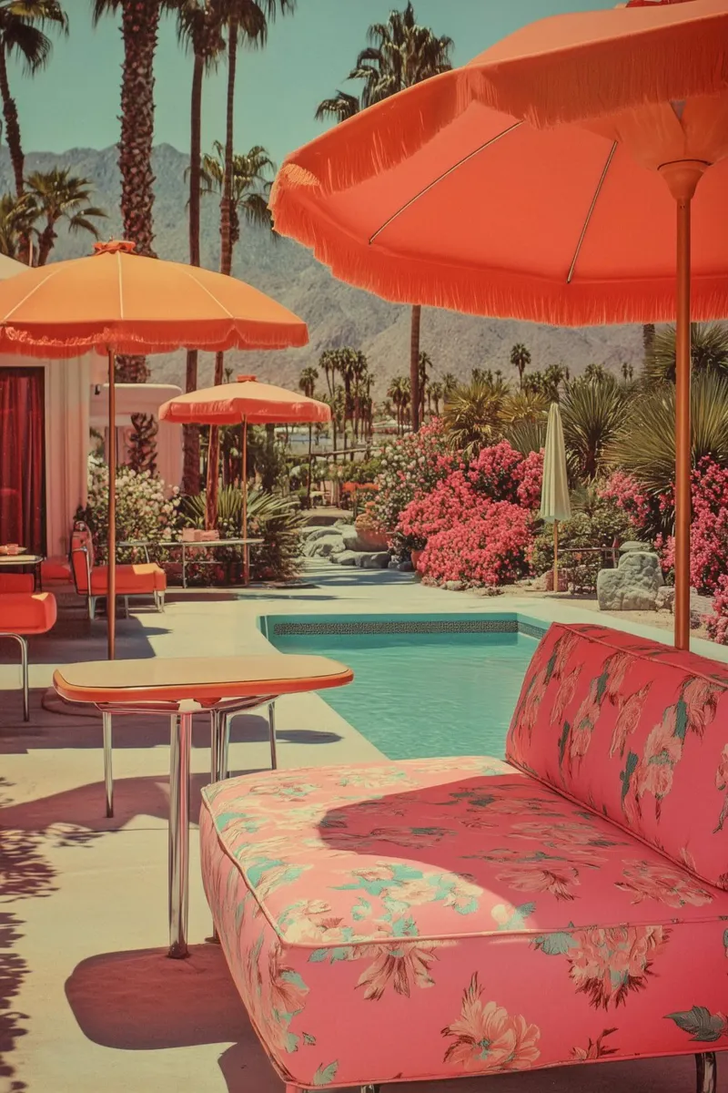 Idilio con el jardín retro de Palm Springs metacrilato de Carinaprint