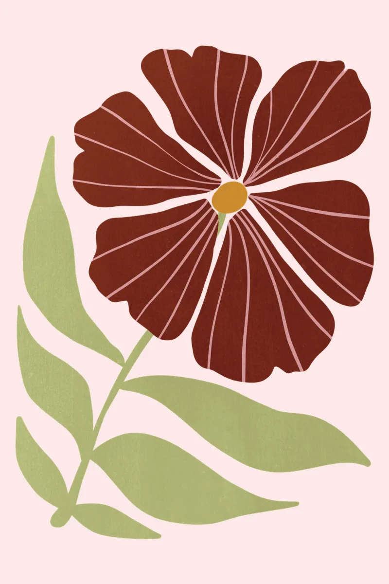Abstract Brown Flower Wall Art, Minimalist Botanical Print pellicola backlit da Studio Mooodz