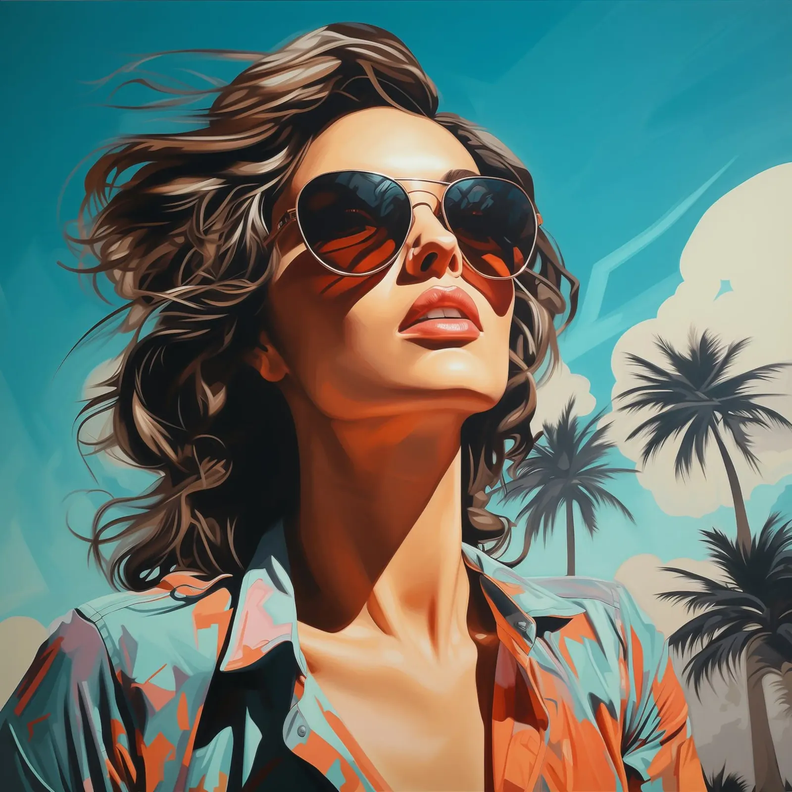 Ragazza retrò di Palm Springs pellicola backlit da Carinaprint