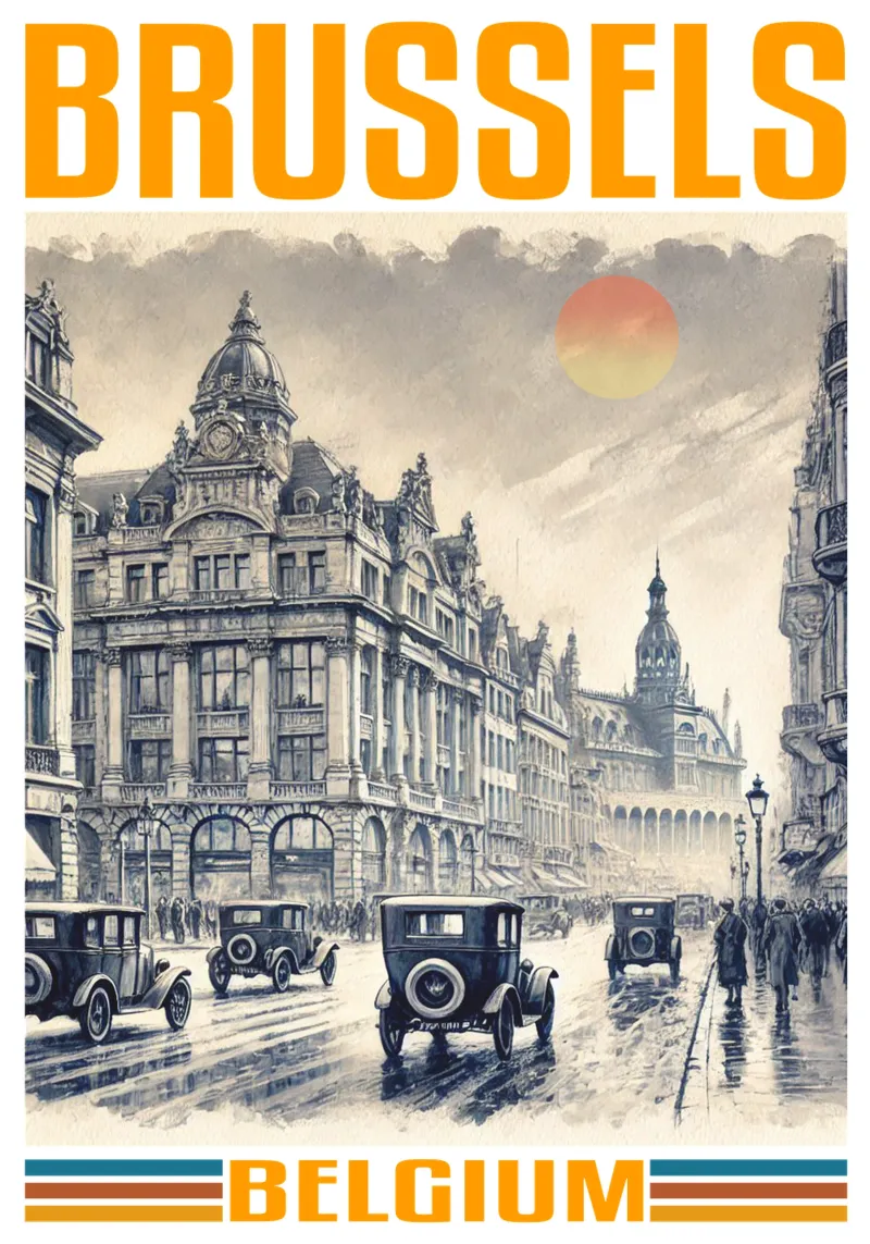 panorama della città di bruxelles anni '70 classico retrò pellicola backlit da theganduls