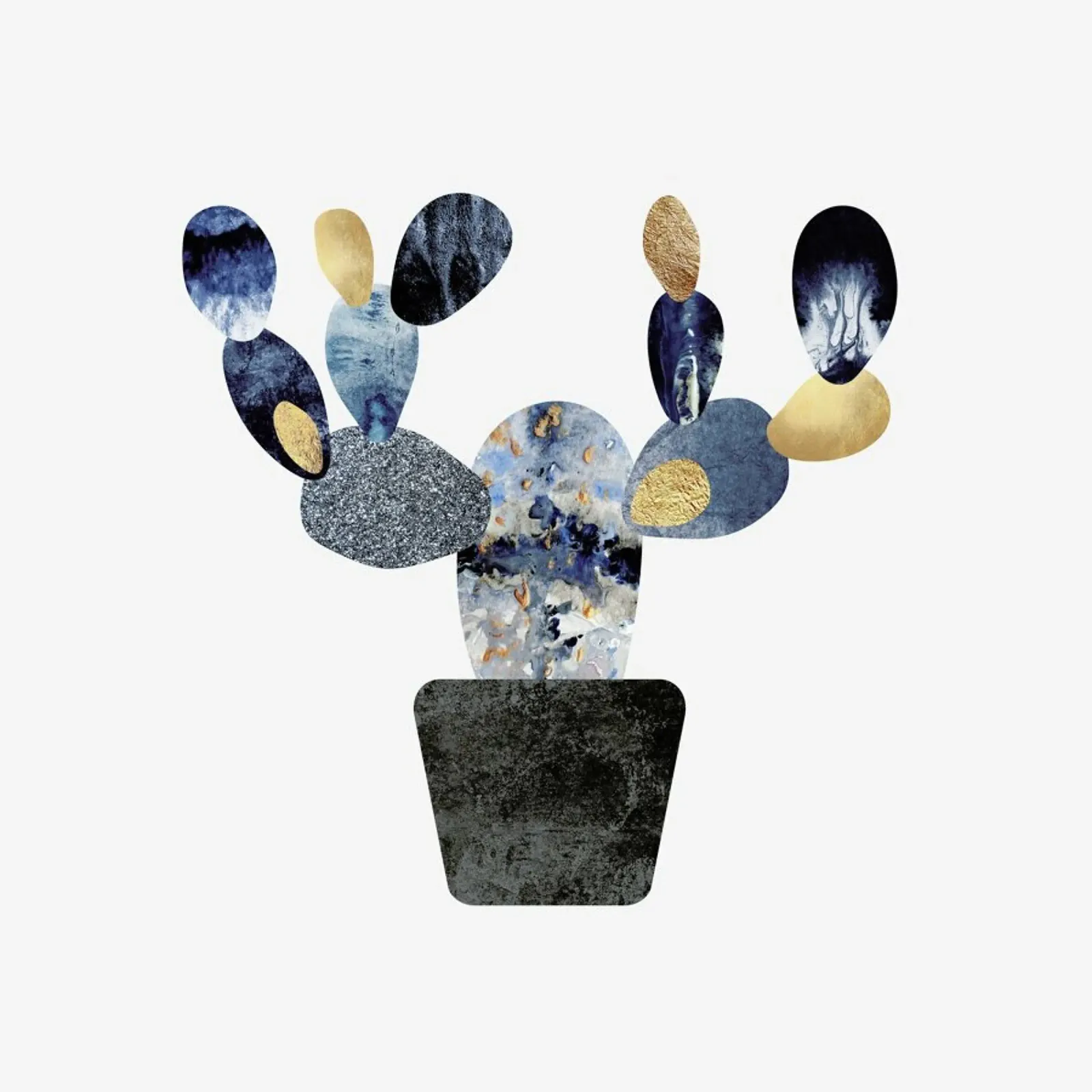 Blue and Gold Cactus alluminio dibond da Elisabeth Fredriksson