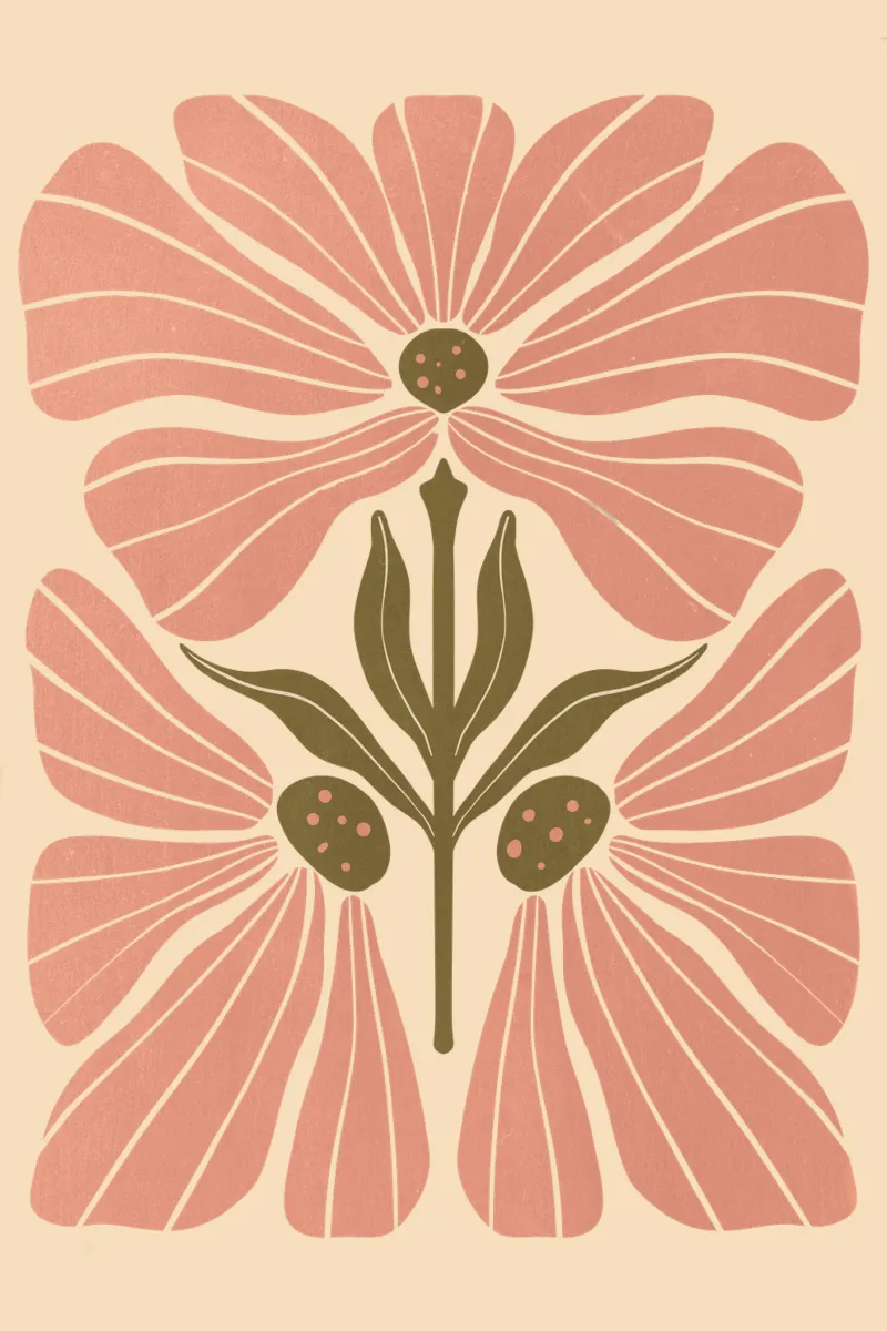 Abstract Pink Floral Wall Art, Minimalist Botanical Print pellicola backlit da Studio Mooodz