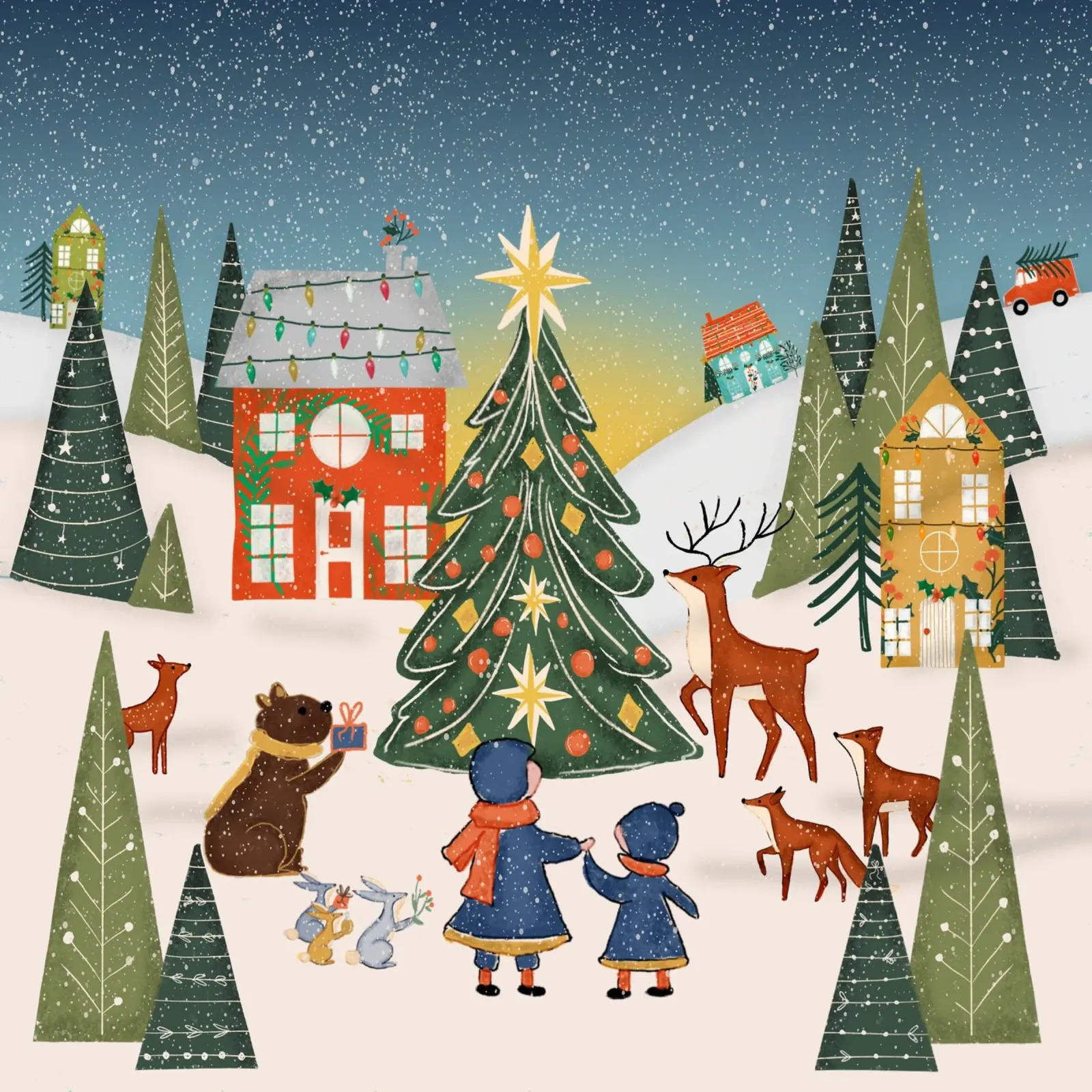 Natale Cuore della foresta poster con telaio in legno da susanacosta