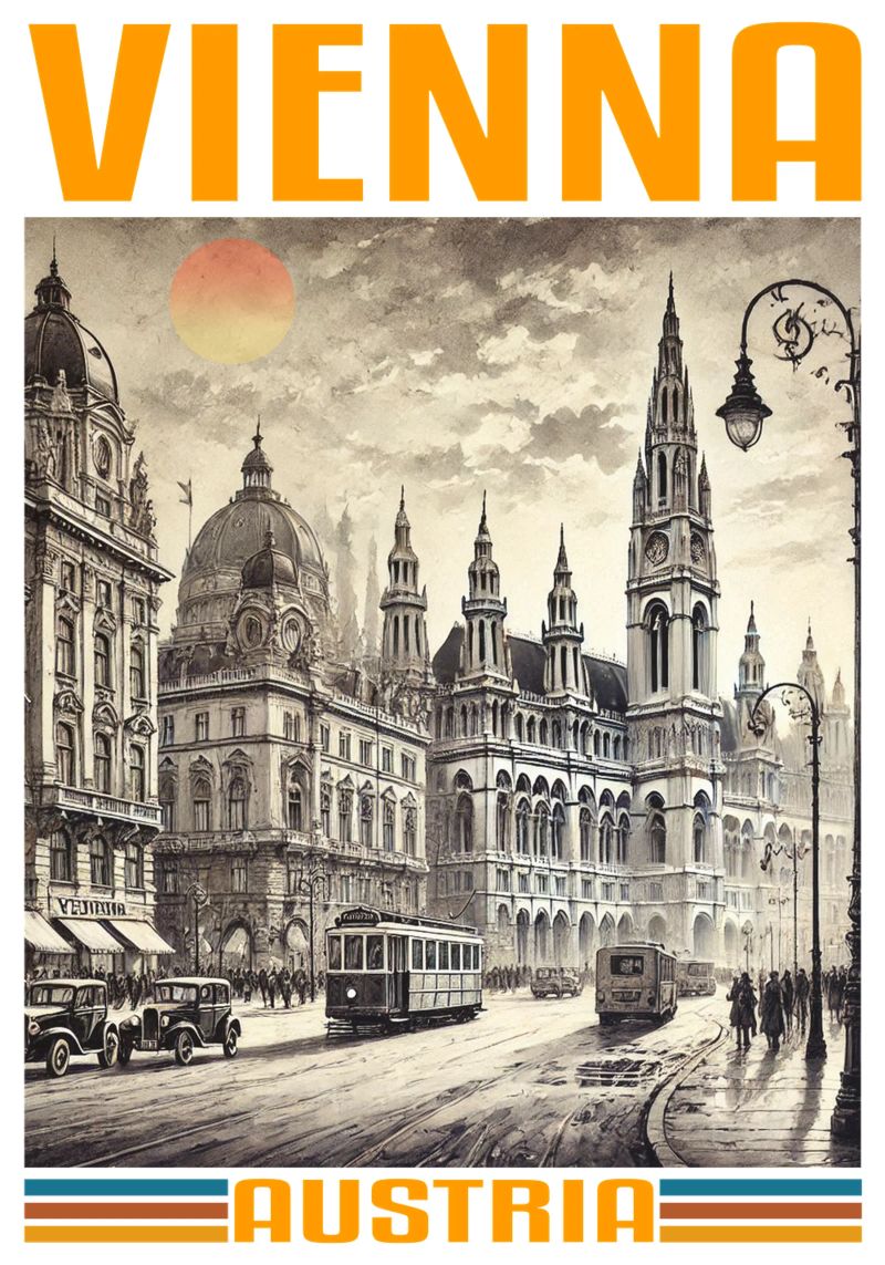 wien stadtpanorama 70er Jahre klassisch retro Poster von theganduls