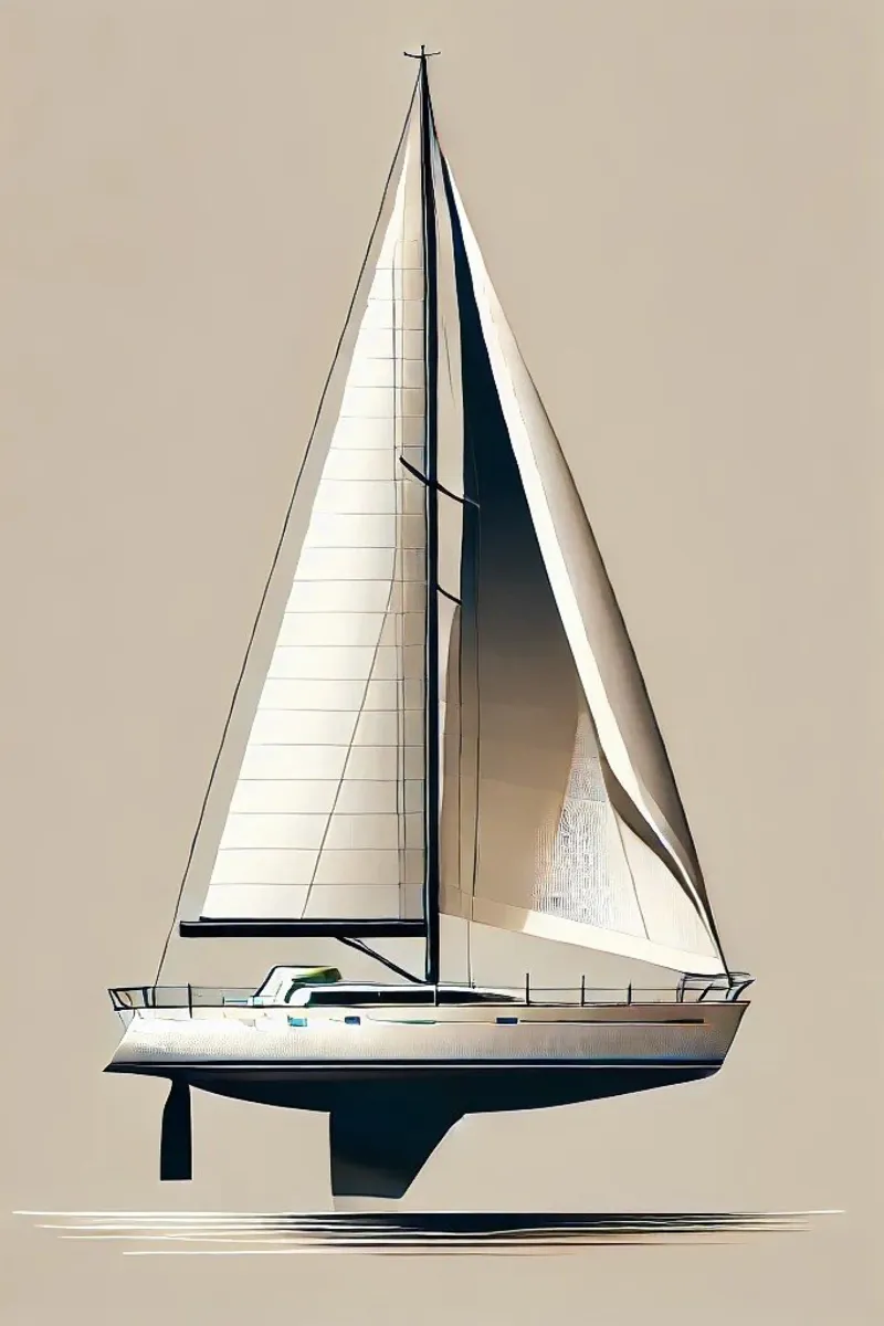 Voilier Élégant sur Fond Blanc hahnemühle by Épure design