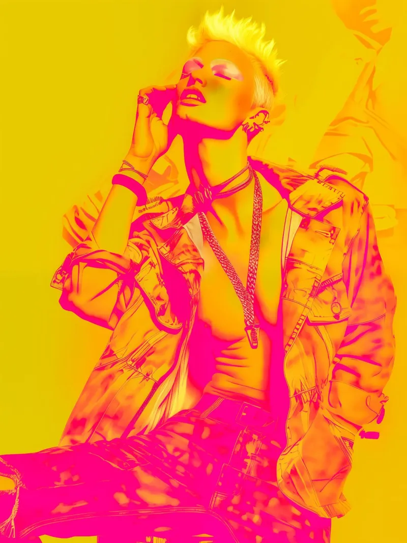 Portrait of a Young Man | Neon Artwork canvas with Floater frame by Autofocus