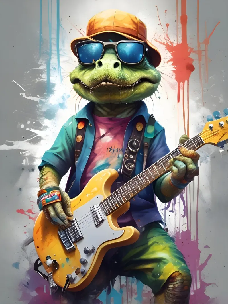 Il coccodrillo suona la chitarra poster con telaio in alluminio da MakArena
