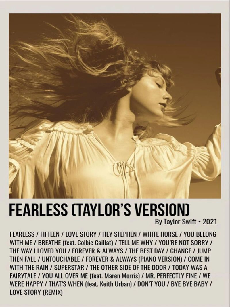 FEARLESS (TAYLOR'S VERSION) By Taylor Swift 2021 poster con telaio in alluminio da SoundStudio