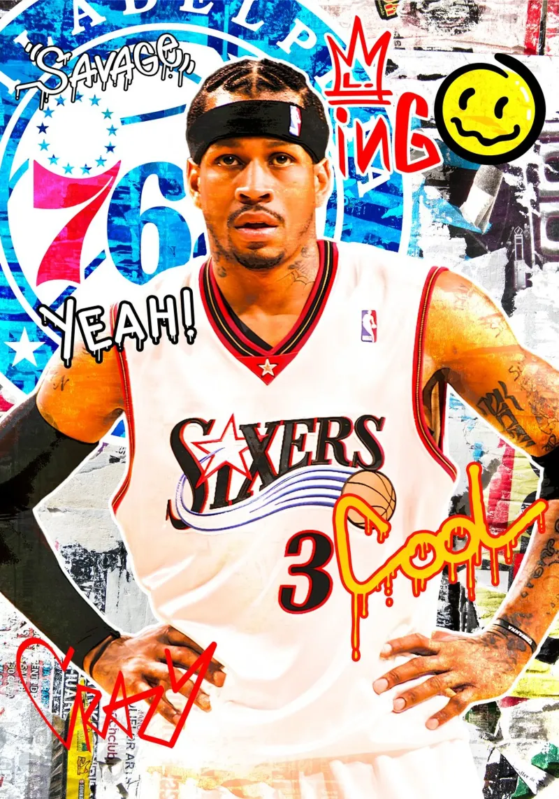 Allen Iverson Philadelphia Sixers 2 pellicola backlit da tenten