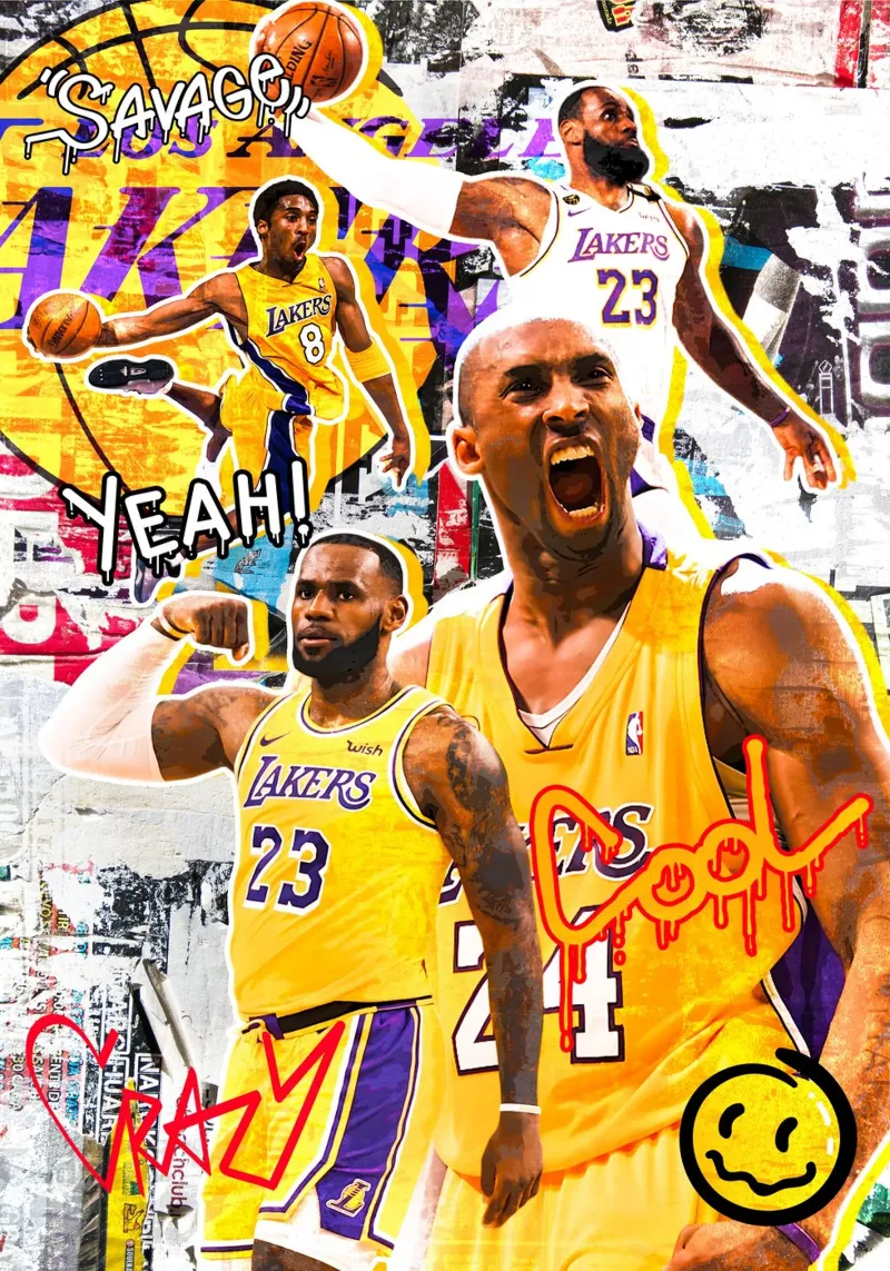 Kobe Bryant and Lebron James pellicola backlit da tenten