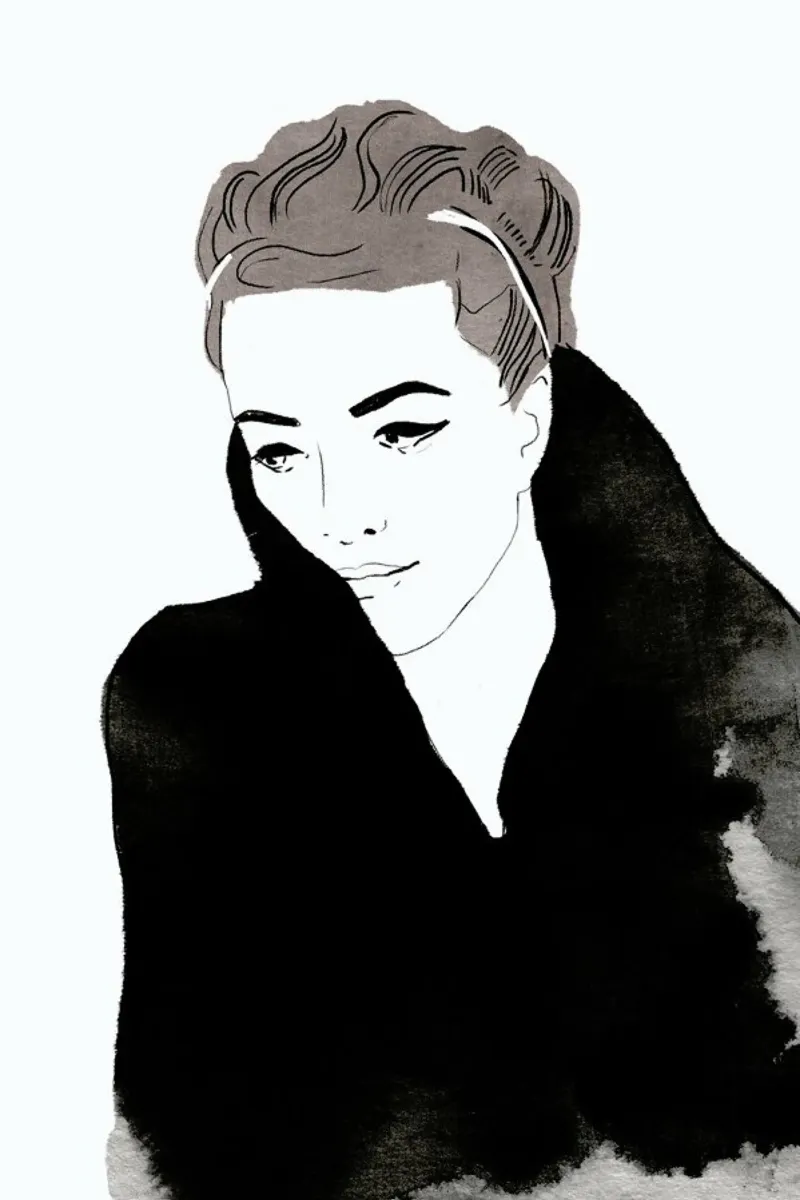 Lady In Black poster con telaio in legno da Niina Pechkovskaya