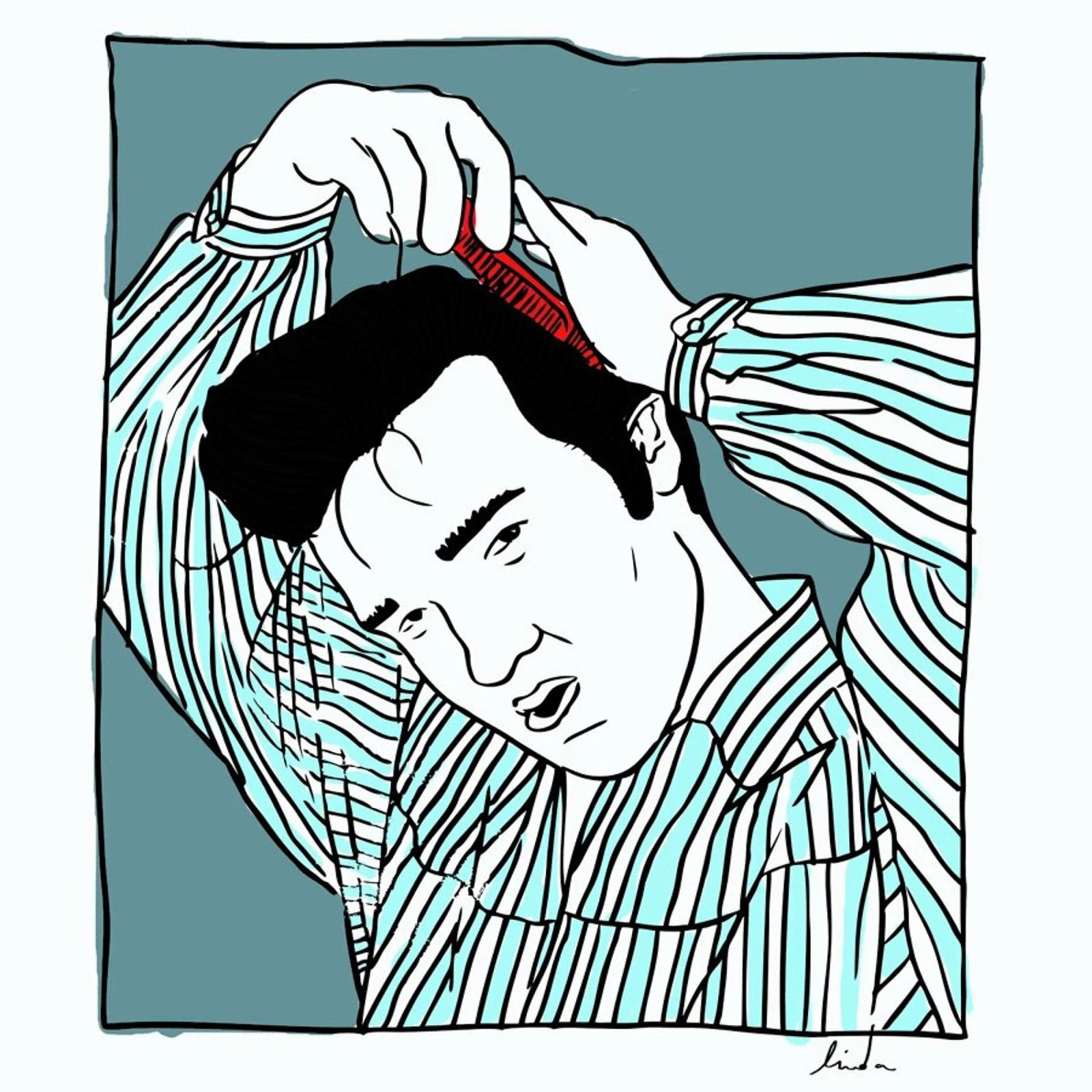 Elvis Blue poster by Linda van Bruggen