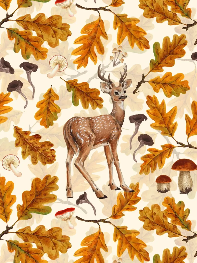 Cerfs dans la forêt automnale hahnemühle de Painted Nature
