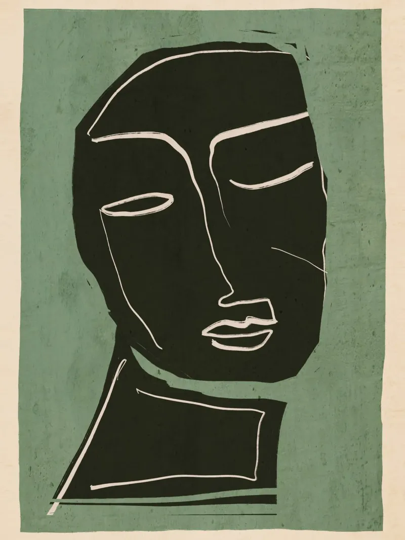 Minimal Abstract Art Face 2 canvas by ThingDesign