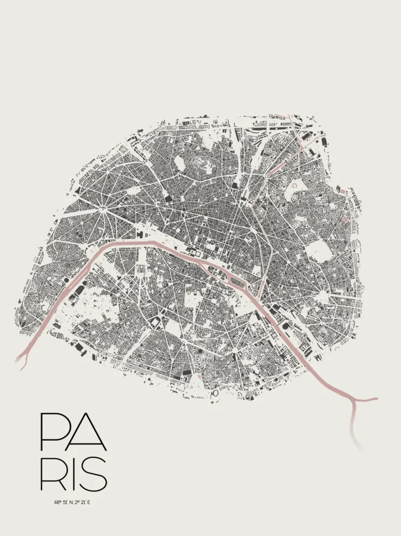 Paris Minimal Map canvas by MOOODZART
