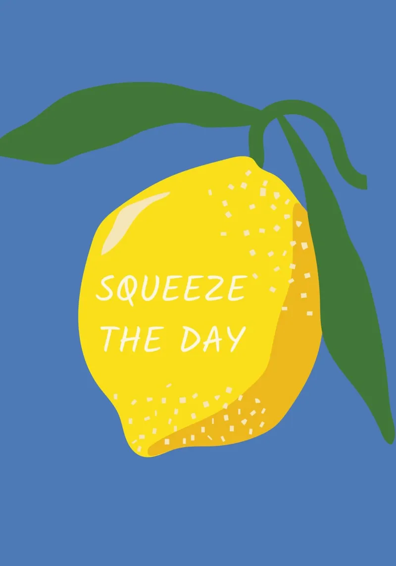 Squeeze The Day Print, Lemon Quote Print, Aesthetic Kitchen hahnemühle by pdigitalprints