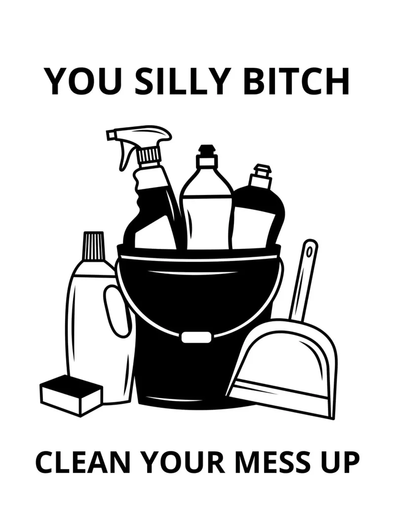 Clean your mess up poster con telaio in legno da ramosashop