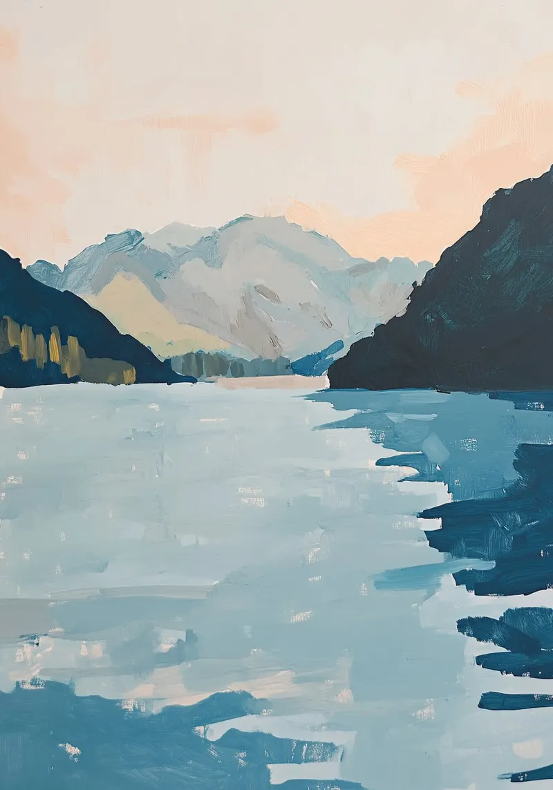 Blue Tranquility: A Lake’s Quiet Embrace carta hahnemühle da Euphoria Theresa