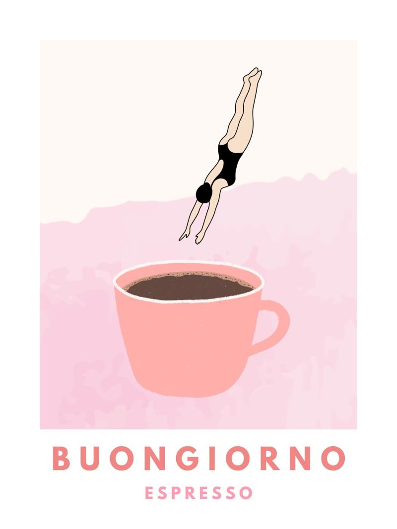 Buongiorno Coffee Print, Coffee lover poster, Espresso Art Poster von Bella Studio
