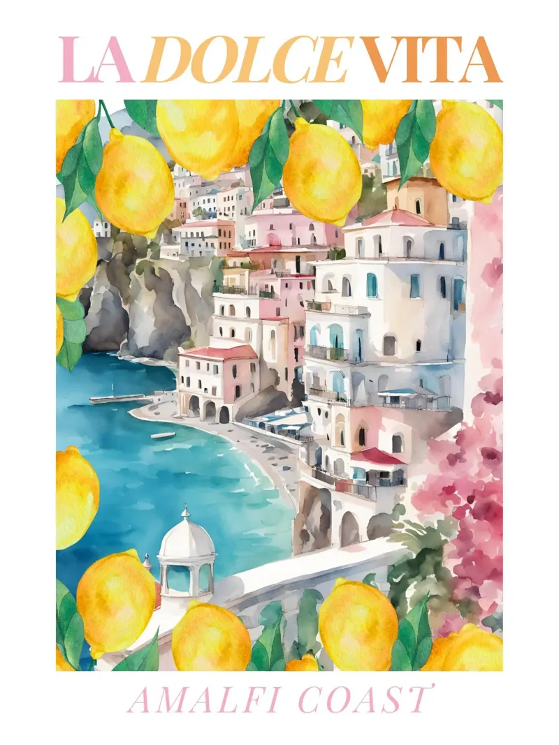 Amalfi Coast Lemon Print pellicola backlit da Bella Studio