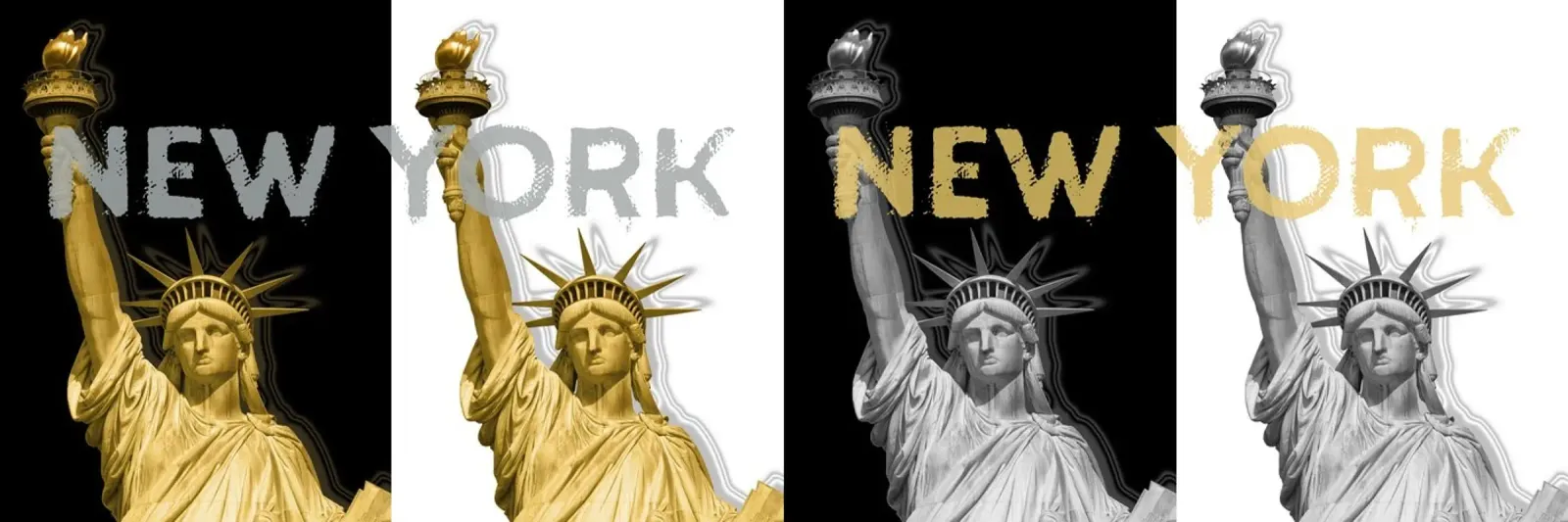 POP ART Freiheitsstatue | New York New York | sw & gold pellicola backlit da Melanie Viola
