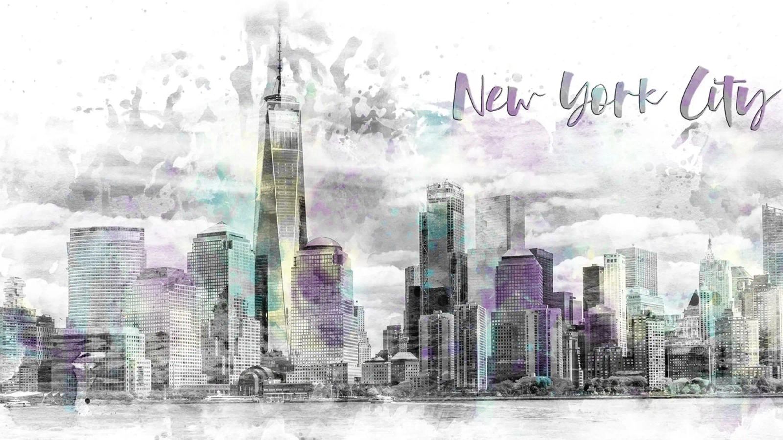 Art moderne NYC Manhattan Skyline | Aquarell poster de Melanie Viola