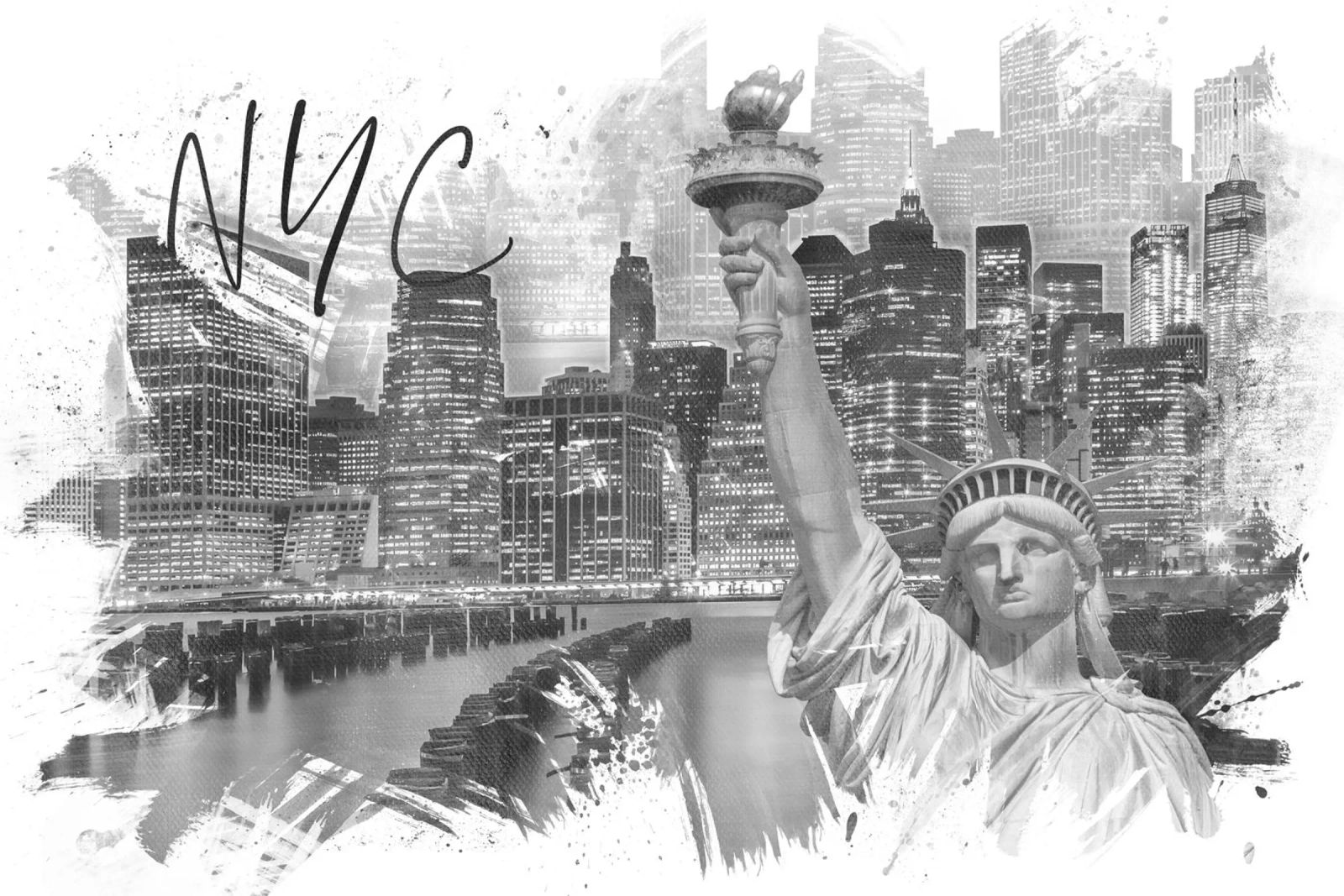 Moderne MANHATTAN Collage poster de Melanie Viola