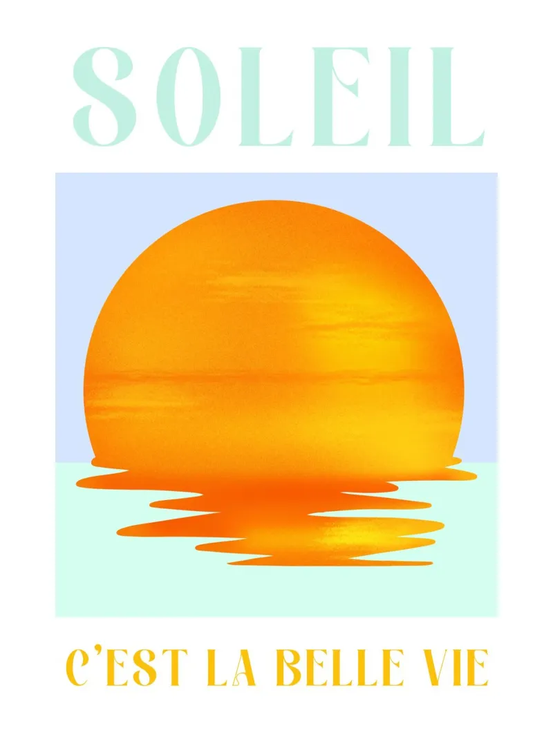 Soleil Print, France Travel Print, Colourful Summer Poster pellicola backlit da Bella Studio
