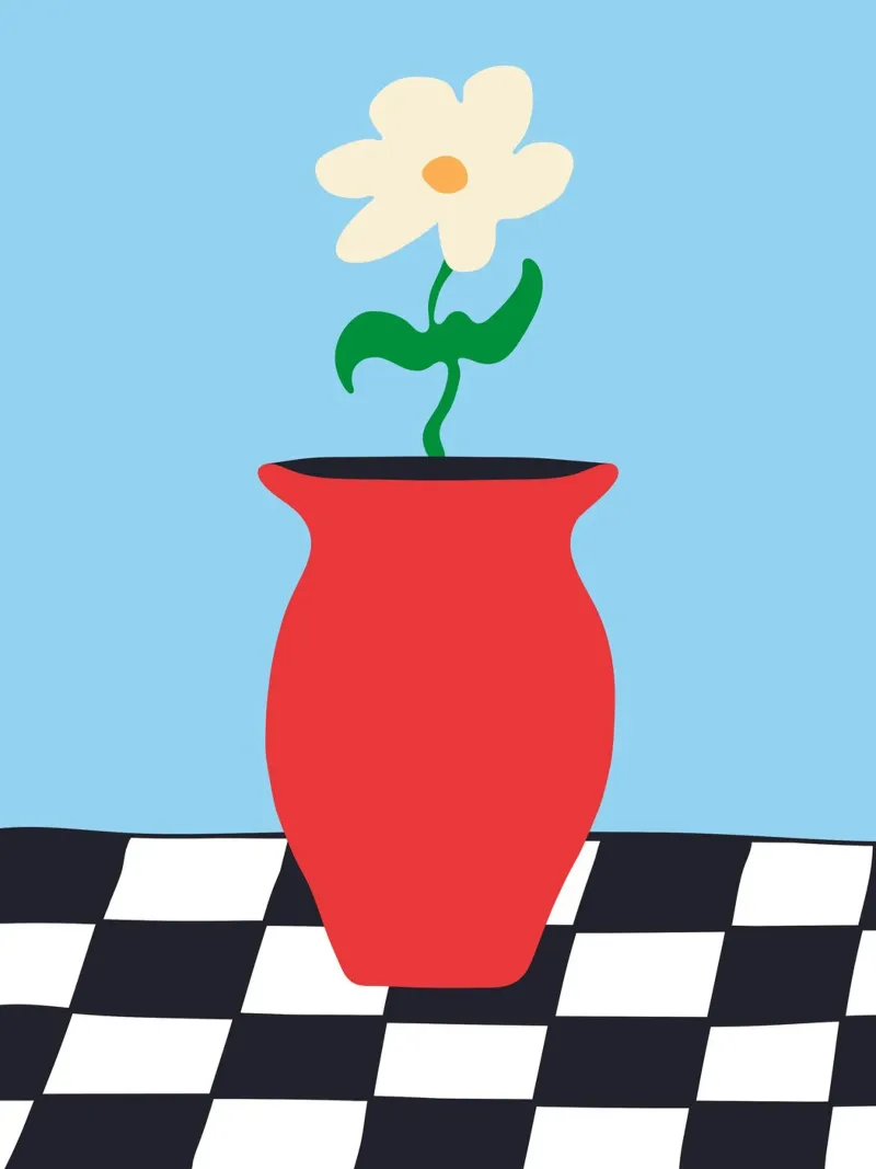 Flowerpot on Checkers carta hahnemühle da Bytenar