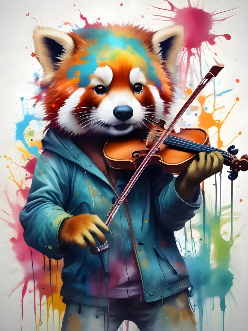 Il panda rosso suona il violino plexiglass da MakArena