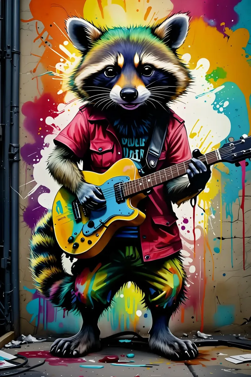 Waschbär spielt Gitarre Poster von MakArena