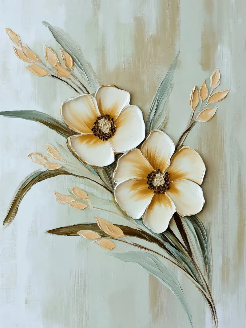 Fiori beige, tortora e verdi pellicola backlit da Imagine
