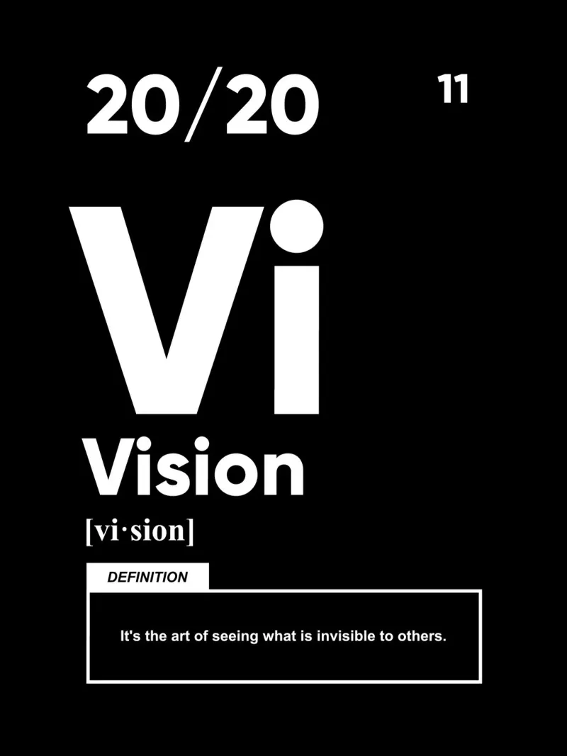 Definizione di visione | Citazione motivazionale poster con telaio in plastica da Inspirify