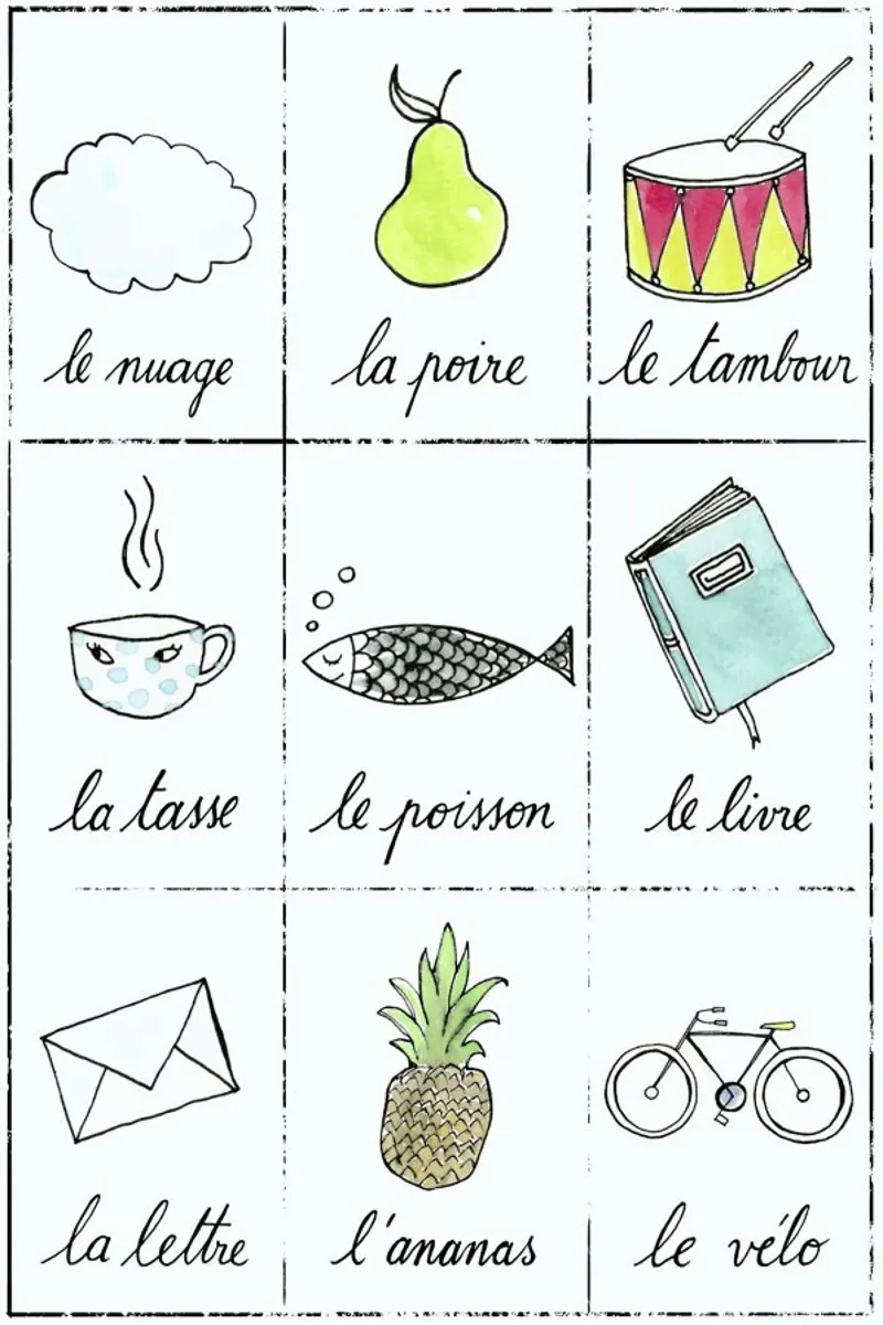 Petit cours de français 1 poster con telaio in plastica da Kera Till
