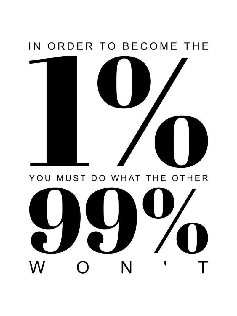 Um die 1% zu werden | Motivationszitat Leinwand mit Schattenfugenrahmen von Inspirify