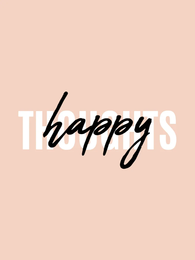 Pensamientos felices | Cita positiva poster con marco de plástico de Inspirify