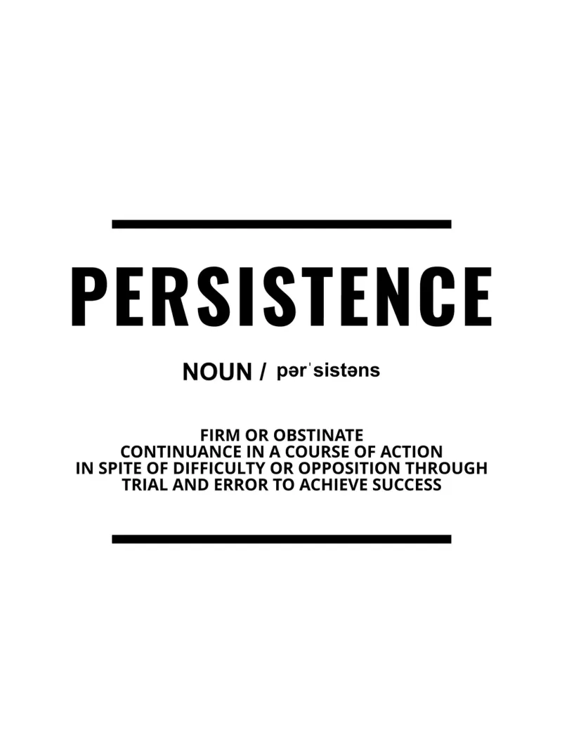 Definizione di perseveranza | Citazione motivazionale poster con telaio in plastica da Inspirify