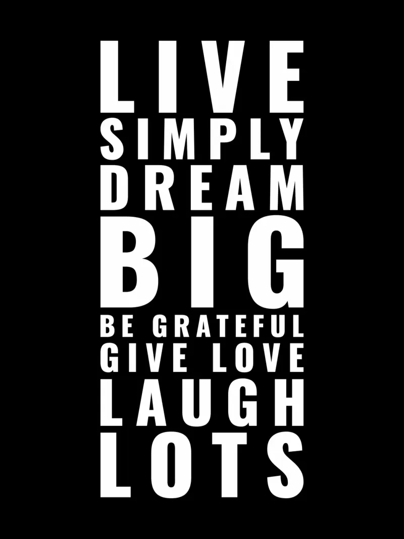 Vivere semplicemente Sognare in grande Essere grati Dare Ridere molto carta hahnemühle da Inspirify