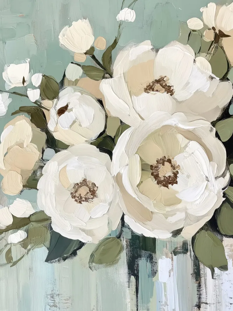 Flores beige con fondo verde lámina retroiluminada de Imagine
