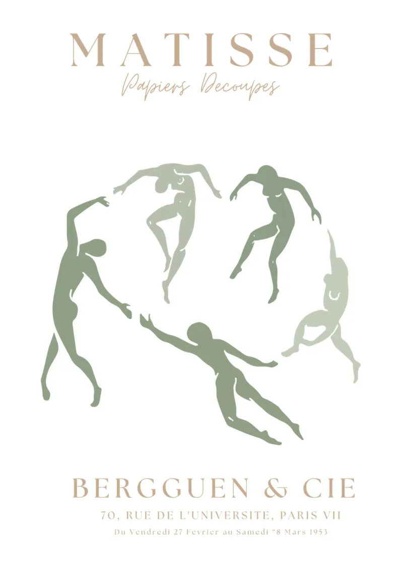 Sage Green Henri Matisse Print, Sage Green Kunst, Abstract canvas met Baklijst van pdigitalprints