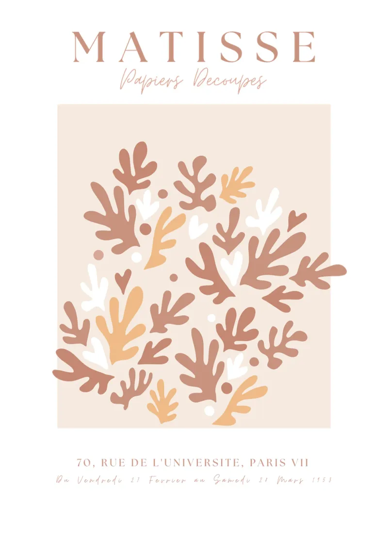 Beige Matisse Art ,Manifesto neutro della mostra Henri Matisse poster con telaio in alluminio da pdigitalprints