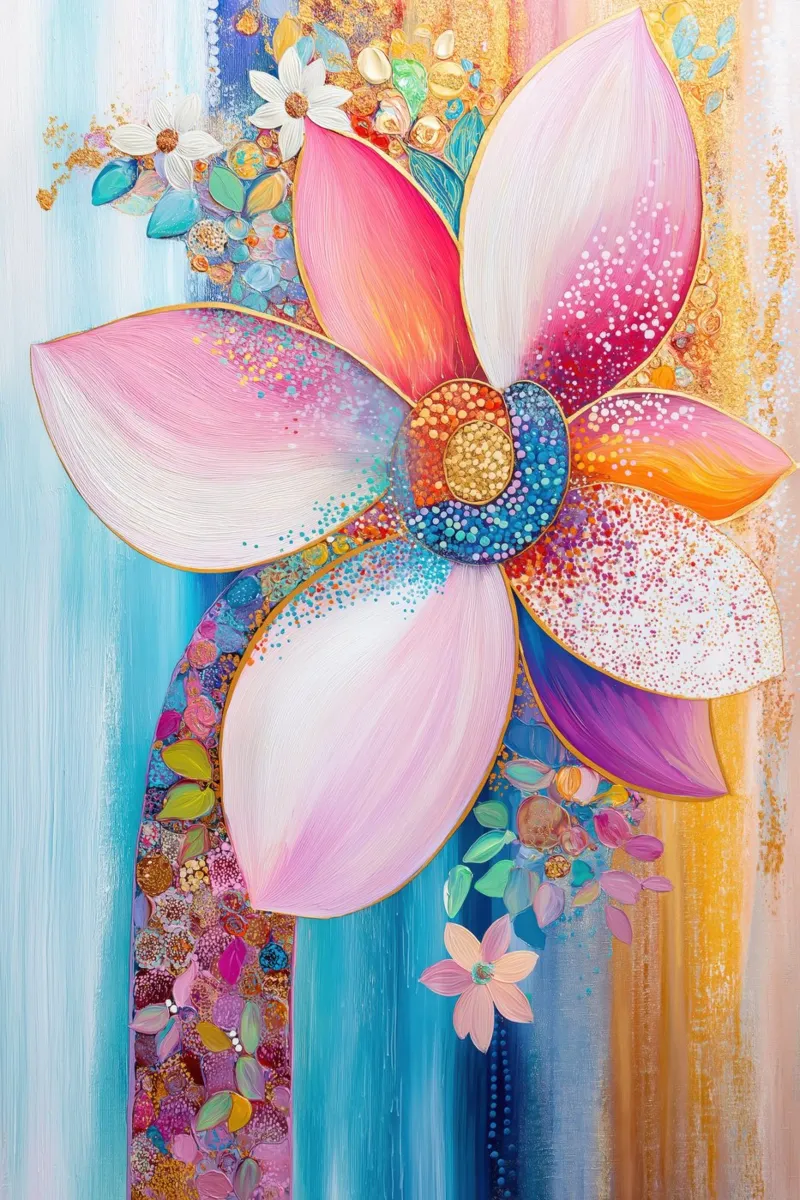 Flor en alegres colores metacrilato de Imagine