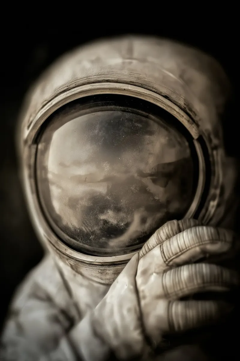Un astronauta in tonalità di grigio pellicola backlit da Imagine