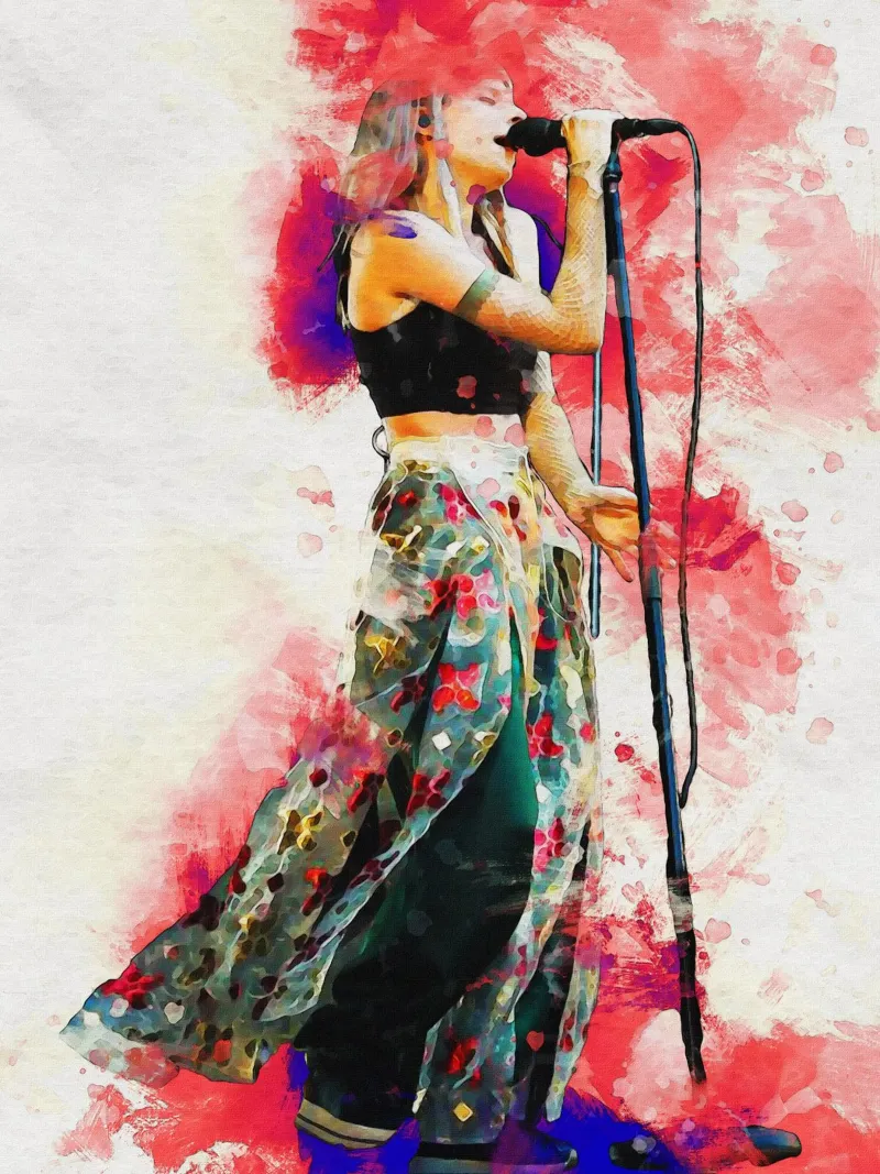 Smudge of Portrait Aurora Aksnes en directo metacrilato de Gunawan Rb