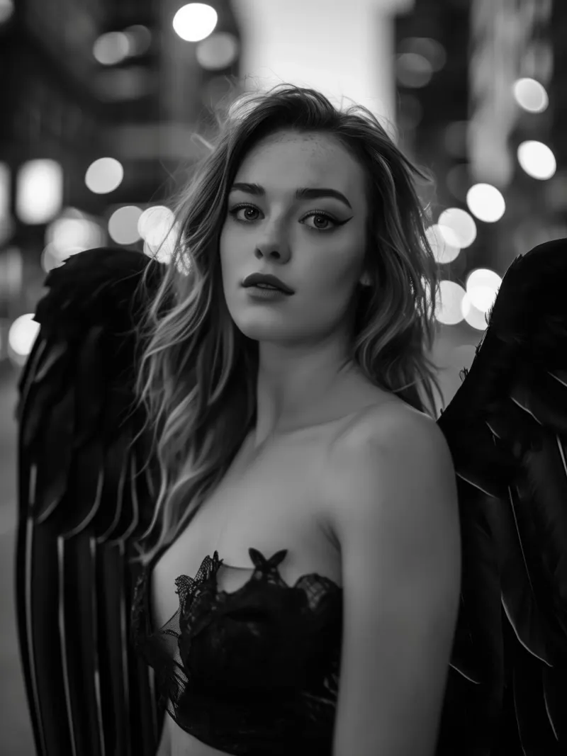 Dark Angel | Poesia urbana in bianco e nero poster con telaio in plastica da Autofocus