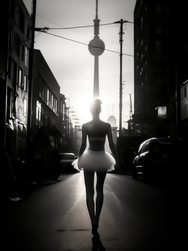 Il lago dei cigni a Berlino | Immagine in bianco e nero poster con telaio in alluminio da Autofocus