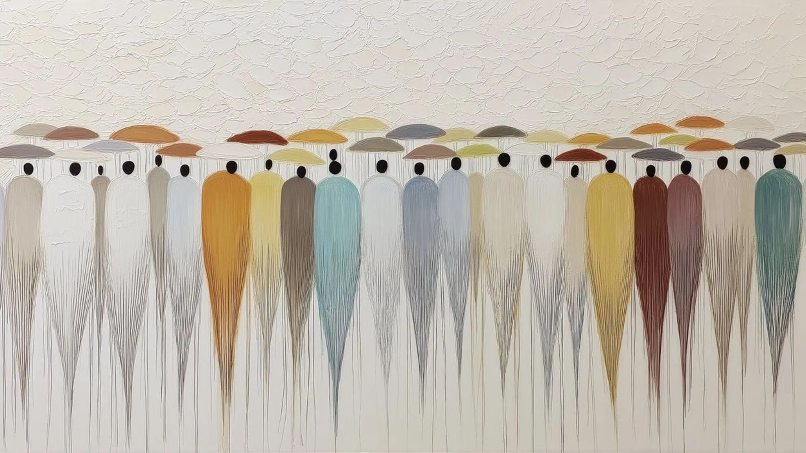 Abstracte mensen met een paraplu canvas van Imagine