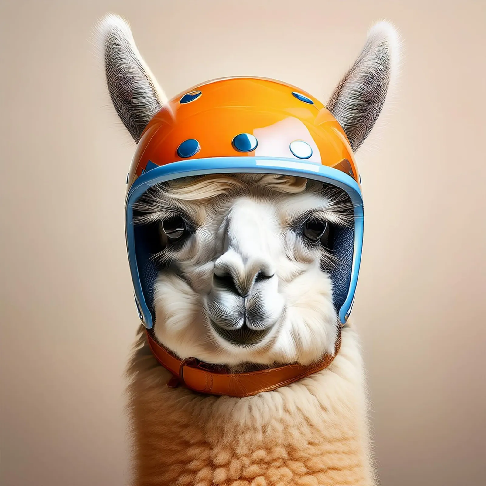 Quirky Llama in Orange Helmet | Fun and Playful Wall Art canvas by FlexiDesignsByK