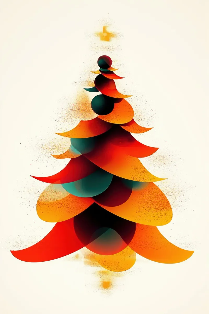 Kerstboom abstract canvas met Baklijst van Imagine