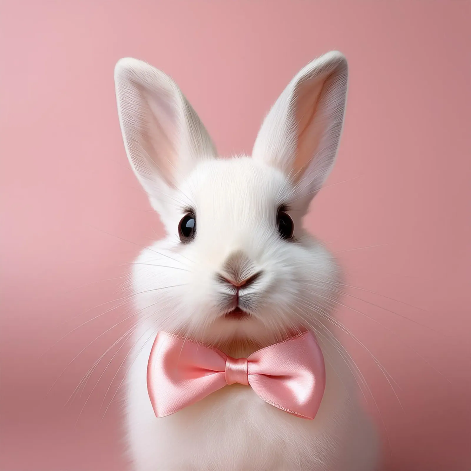 Adorabile coniglietto con fiocco rosa | Animale stravagante da parete poster con telaio in legno da FlexiDesignsByK